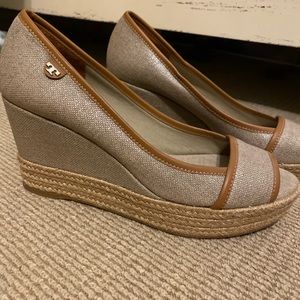 Tory Burch wedges size 8.5-9 worn once!!